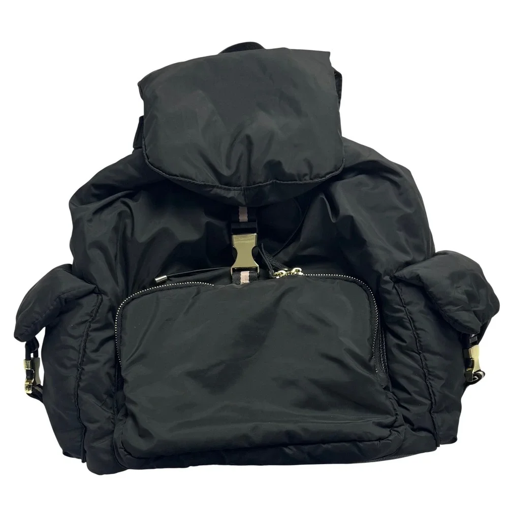 Tommy Bahama Black Nylon Puffer Backpack Gold Buckle‎ Quilted Travel Bag